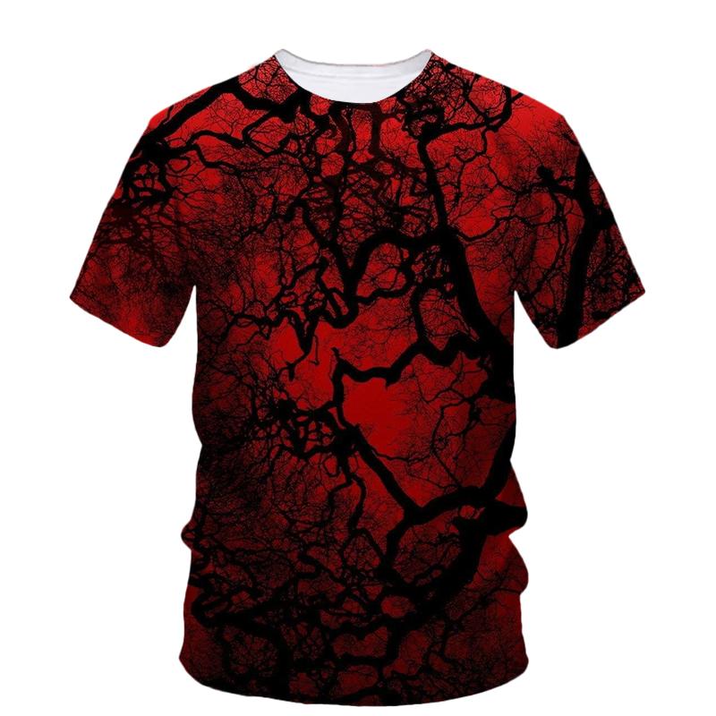ETST 05 Nieuwe zomermode rode en zwarte graffiti grafische T-shirts voor mannen Trend Casual persoonlijkheid Hip Hop bedrukte korte mouw T-shirt Top 6XL