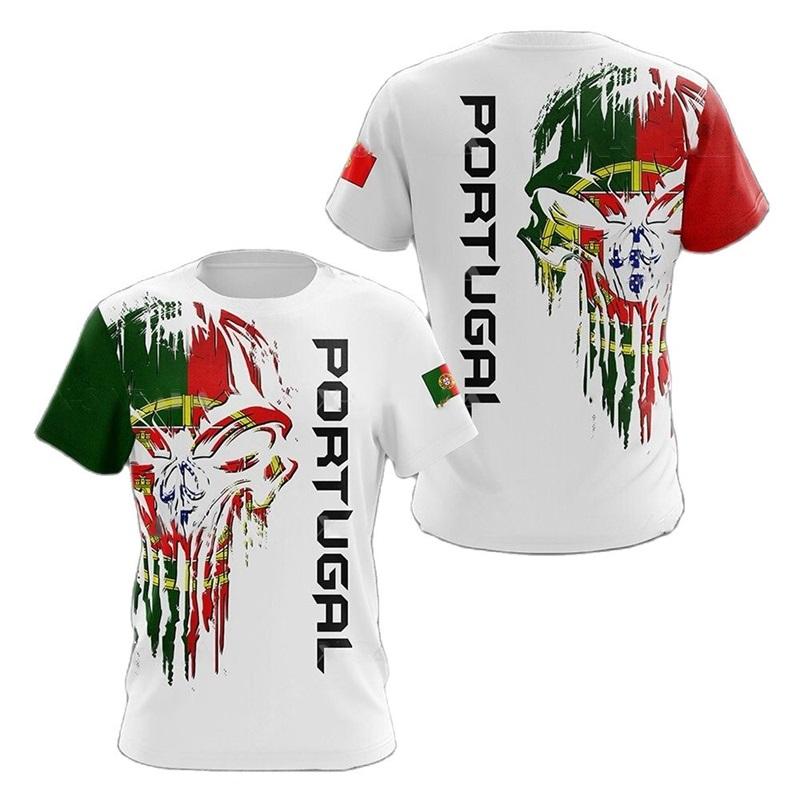 ETST 009 Portugal Nationaal Vlag Embleem T-shirt Voor Heren Portugese Grafische Tops T-shirts 3D Camouflage Print T-shirt Korte Mouwen XS