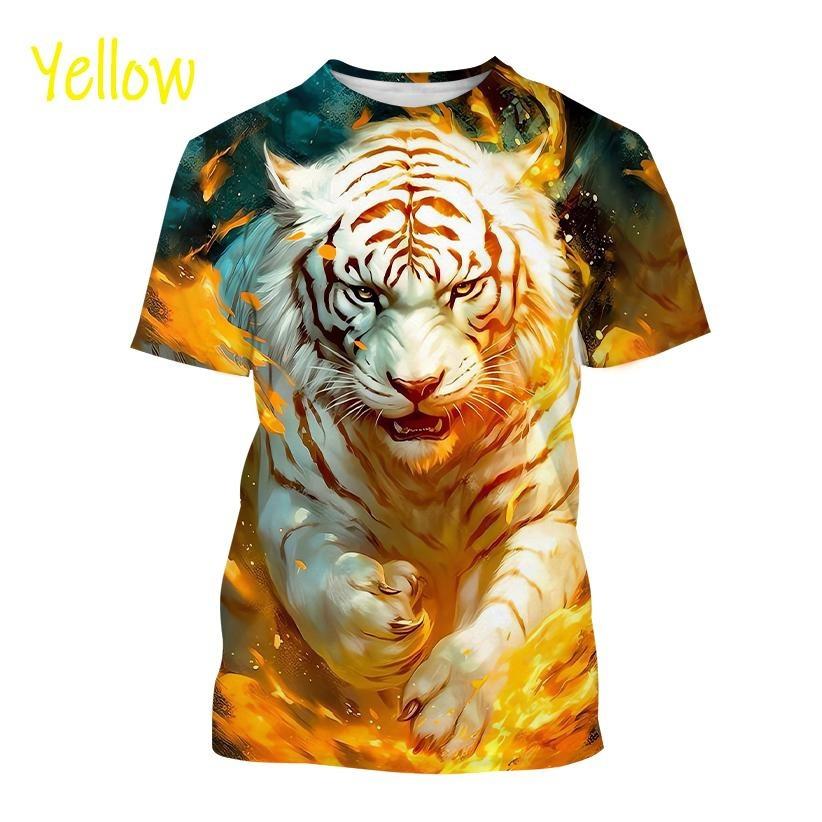 Forever Men Witte Tijger Serie Dier 3D Print Heren Sportkleding T-shirt Casual Korte Mouw Tees Zomer Plus Size Heren T-shirts 6XL