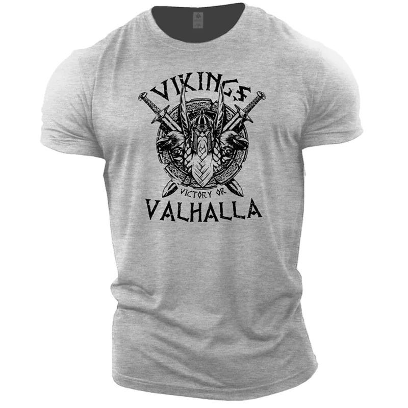 ETST 011 Nieuwe zomer heren T-shirt katoenen fitness sport T-shirt Vikings T-shirt plus size heren top mode ademend shirt voor top 3XL