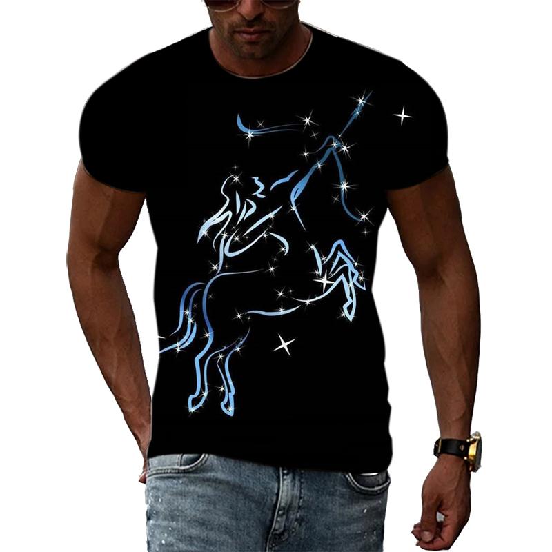 ETST 05 Boogschutter Romantisch Verhaal Esthetische 3D Originele Print Heren En Dames Mode Persoonlijkheid Korte Mouw Ronde Hals T-shirt Top XL