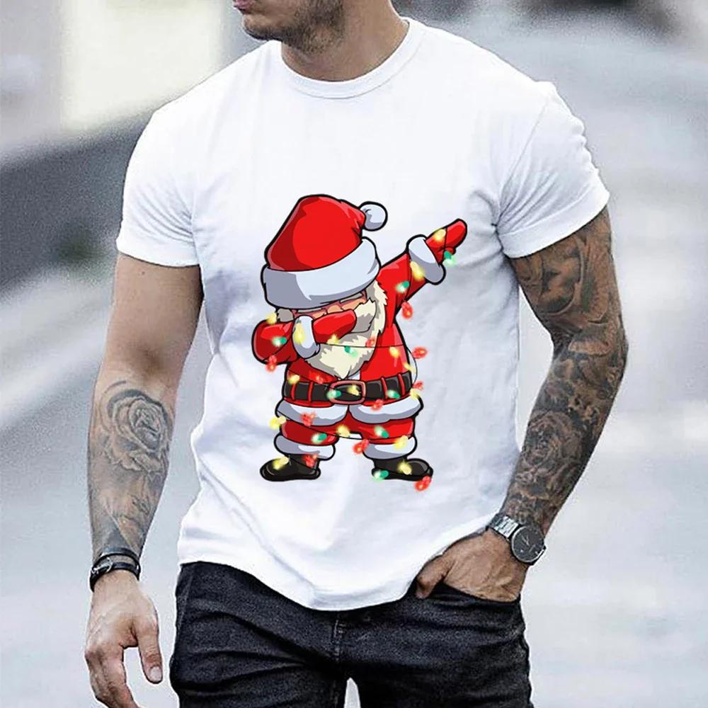 Kukebang Kerst T-shirt Kerstman 3D Print T-shirt Voor Heren Nieuwjaar Feest Casual O-hals Korte Mouw Tops Mode Oversized T-shirts 6XL