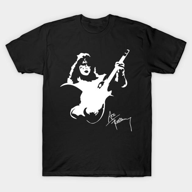 SPORTS TRIP Heren Zwart Print T-shirt Super Groot T-shirt Ace Frehley 1 No-Cut Transfer Papier Print Katoenen T-shirt L zwart