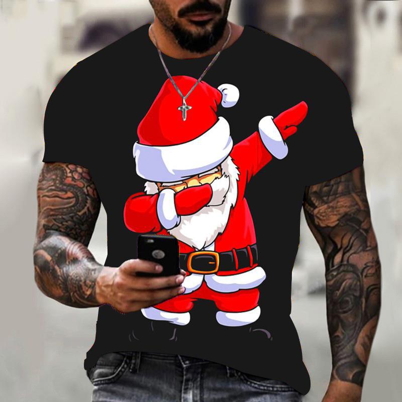 ETST 012 Kerstman 3d T-shirt Herenmode T-shirt Zomer Casual Korte Mouw Kerst Shirt Top 5XL