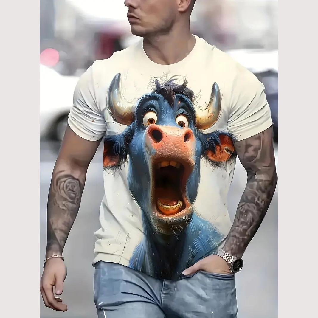 Men look 3D Clothes Zomer Heren T-shirt Kattenprint Casual Korte Mouw 3d T-shirts Mode Streetwear Ronde Hals Trui Oversized Herenkleding 6XL