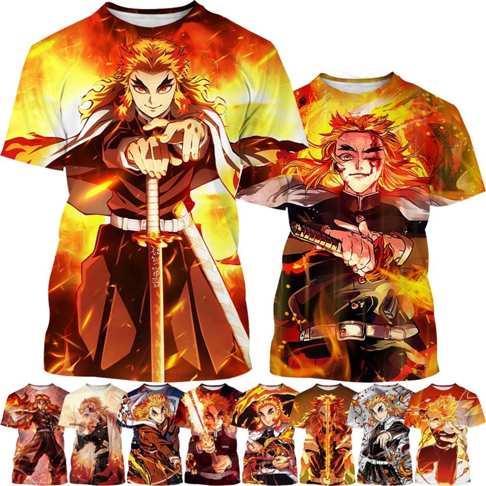 Men look 3D Clothes Hot selling anime cartoon karakters van Rengoku Kyoujuru Hot blooded hip-hop Coole straat persoonlijkheid 3D geprint T-shirt S
