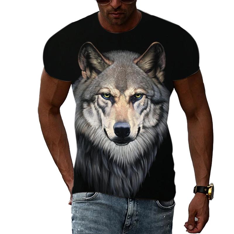 WowClassic Zomer Nieuw 3D Dier Wolf Heren T-shirt Mode Casual Trend Persoonlijkheid Print korte mouwen t-shirts Hip Hop harajuku streetwear Asian size 6XL