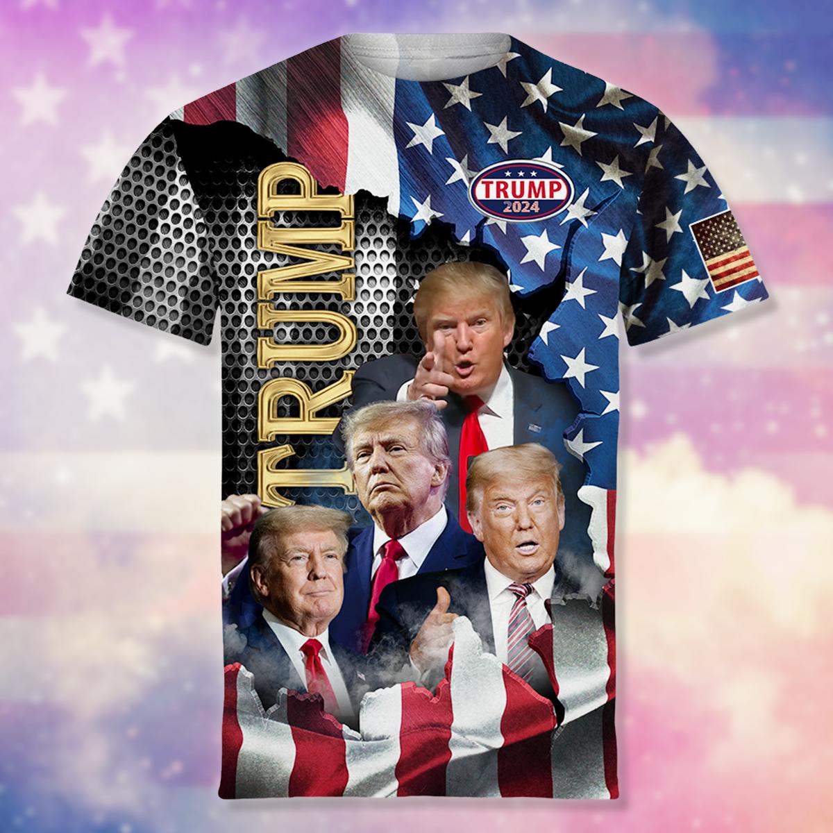 ETST0011 Trump 2024 Grafische T-shirts Herenkleding 3D Amerika VS Amerikaanse vlag T-shirt Mode Streetwear Donald Fans T-shirts Dameskleding M