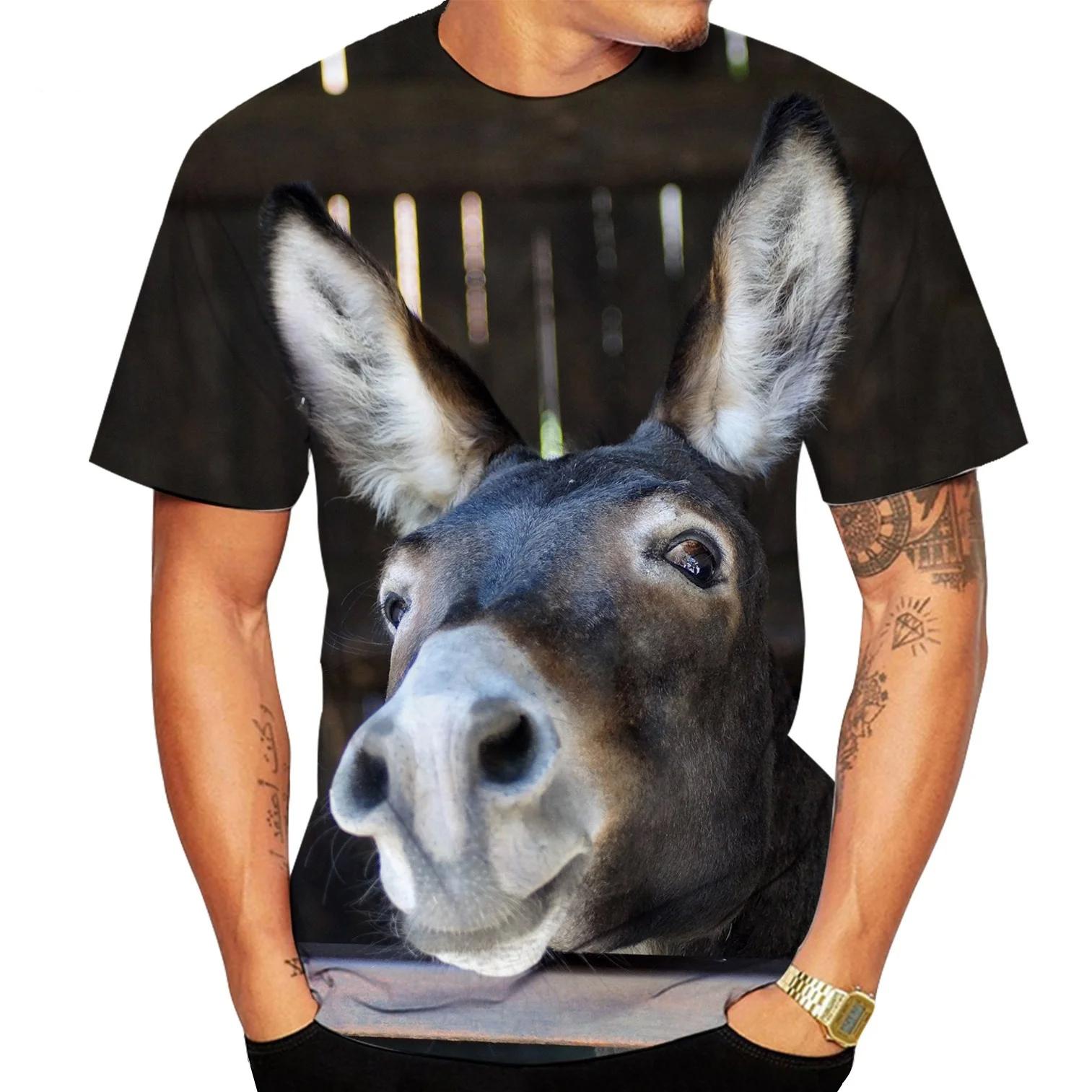 Plus Size FUGUIS Grappige Ezel T-shirts Dier 3D Print Heren Dames Streetwear Casual Korte Mouw T-shirts Oversized Harajuku Kind Top Tees Kleding 160