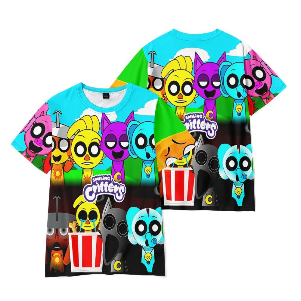 TOP COOL FASHION Sprunki T-shirt voor mannen Vrouwen Zomerkleding Fitness O-hals Anime Man T-shirt voor mannen Oversized Nieuwe mannen T-shirts Tops XXS roze