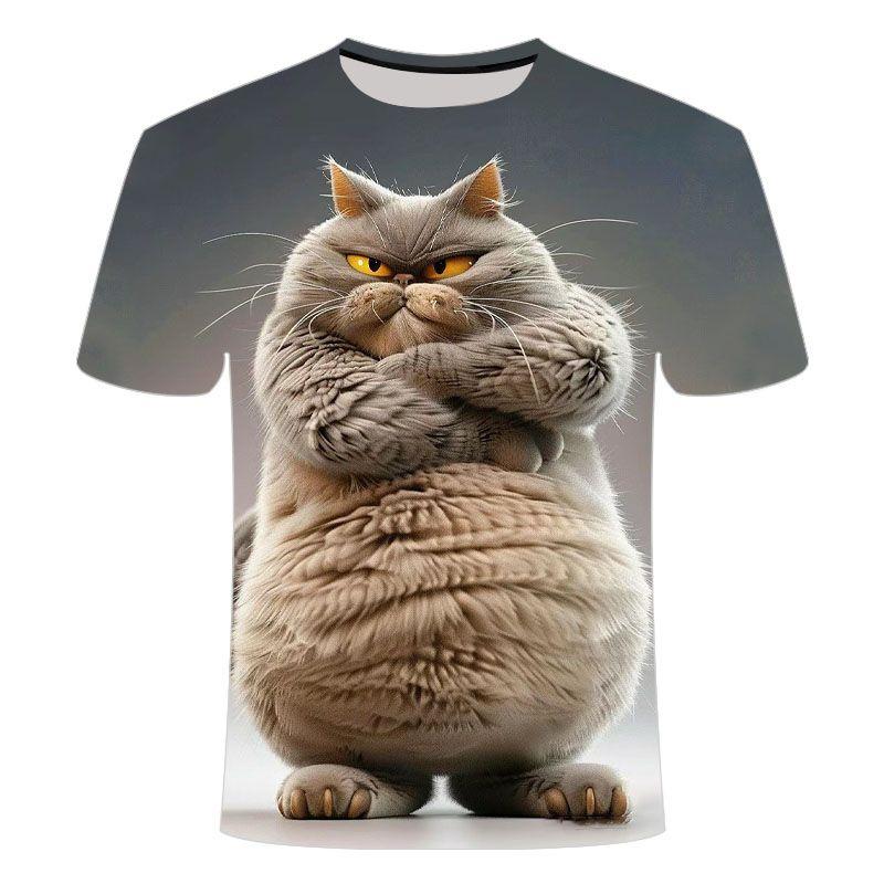 Chaokebang Grappige boze kat graphics 3D bedrukt heren T-shirt zomer mode korte mouwen heren dames T-shirts casual oversized tees 6XL