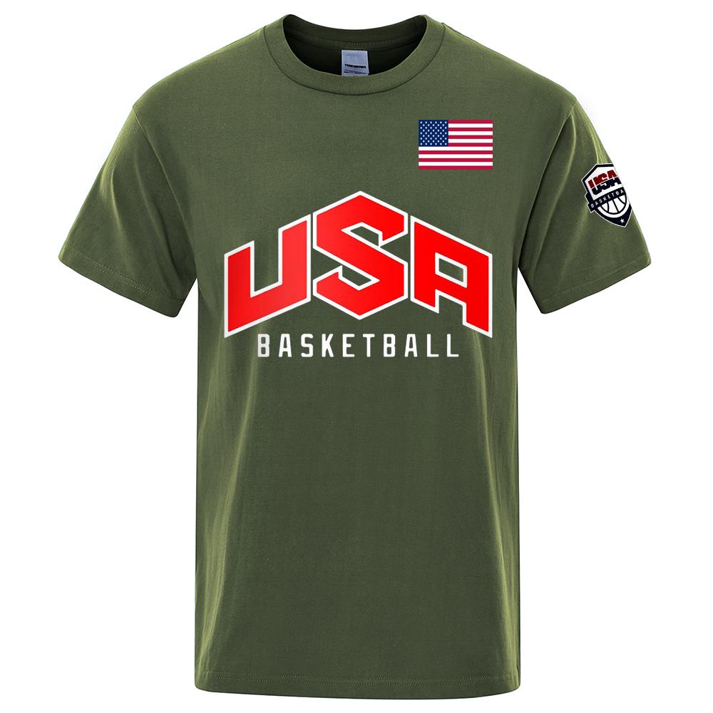 Plus Size FUGUIS USA Basketballer Gedrukte Straat Casual T-shirts Mannen Losse Oversized Kleding Ademend Katoen Korte Mouw Mode Hiphop T-shirts S groen