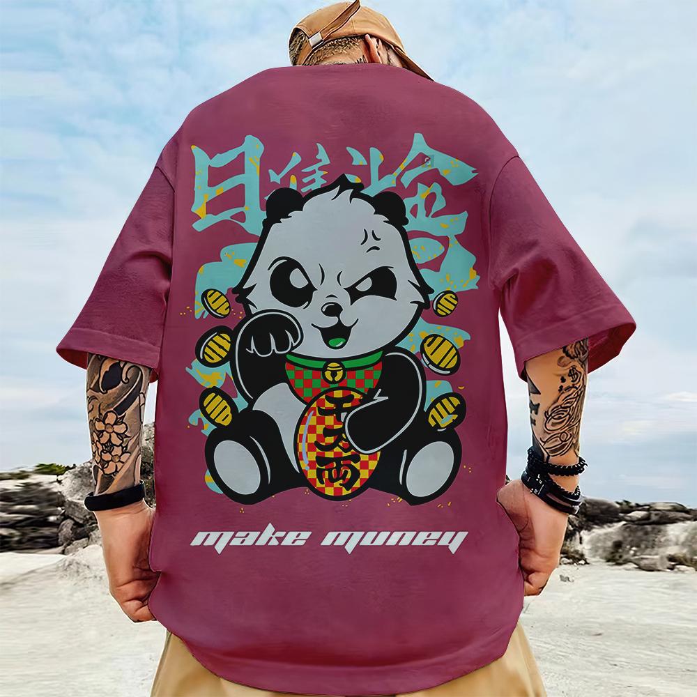 ETST 012 Chinees Nieuwjaar Heren T-shirt 3d Panda Bedrukt Herenkleding Zomer Casual Korte Mouw Top Losse Oversized T-shirt Straat Tees S
