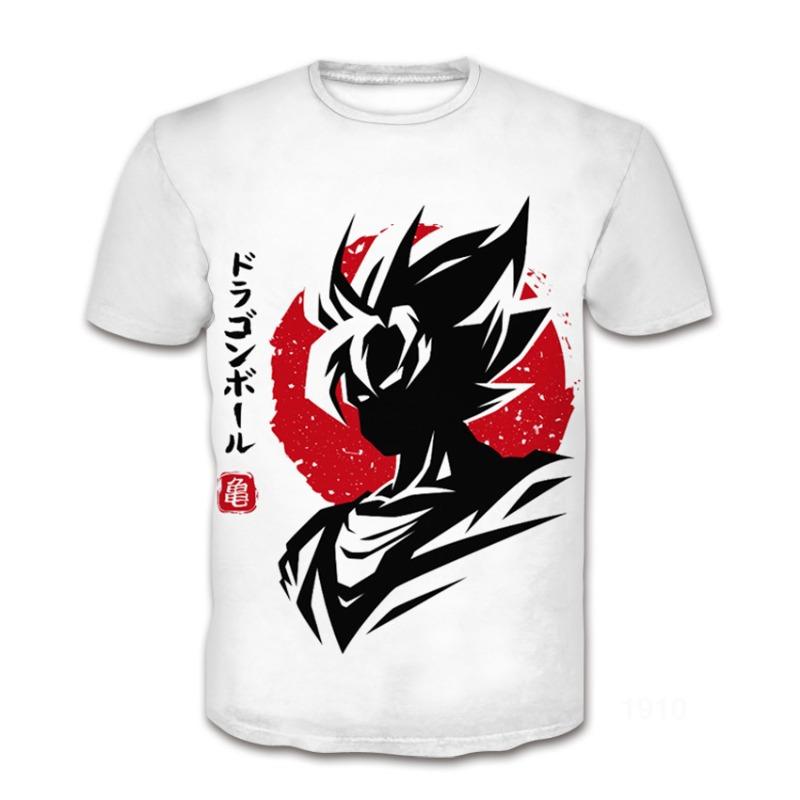 HerSight Zomer Anime 3D Dragon Ball-serie Digitaal Geprint Casual Ronde Hals T-shirt met Korte Mouwen M