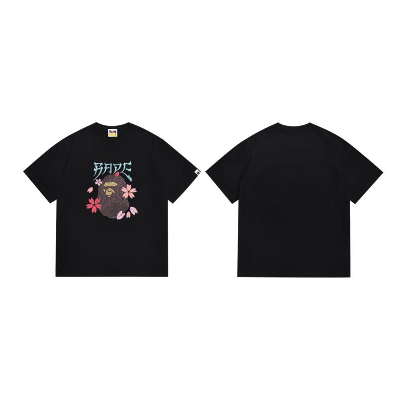 VantaGoods Trendy Japans merk Loose-Fit Cherry Blossom 3D T-shirt, grote maat, eenvoudige ronde hals, korte mouwen, modieus en casual. L zwart
