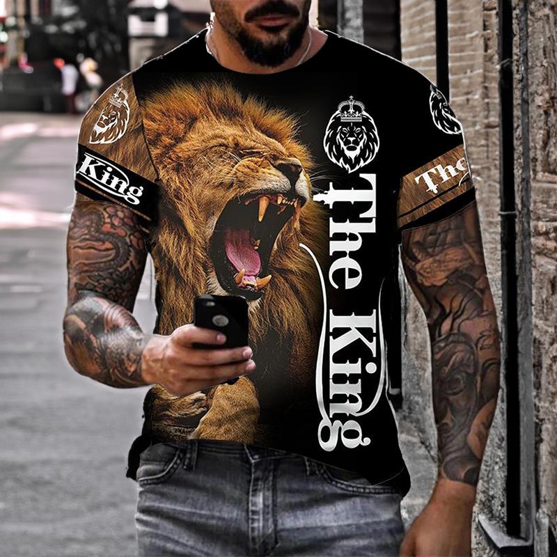 Baibao QIQI Lion 3D Printing T-shirt Gepersonaliseerde maatwerk Hoge kwaliteit Grote maat Sport Casual korte mouw Zomerstraatkleding 6XL