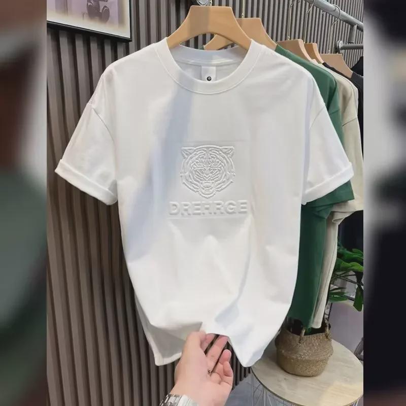 VantaGoods Heren Zomer Koreaanse Stijl Kort Mouw Trendy Losse Casual T-shirt XL wit