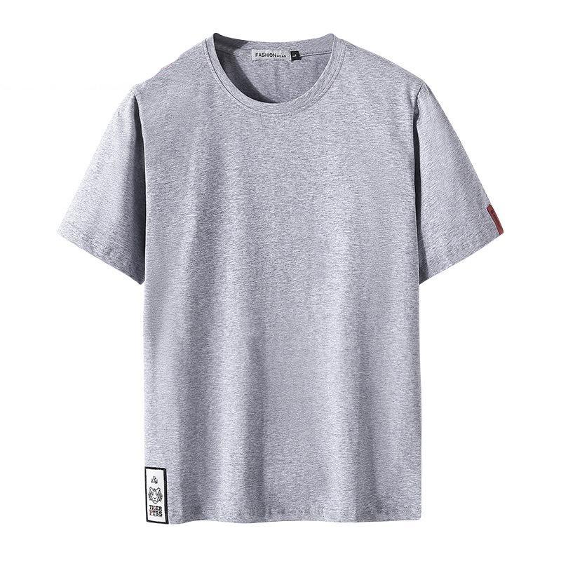 Tooyoo Zomer Plus Size Korte Mouw T-shirt Heren Losse Ronde Hals T-shirt 8XL grijs