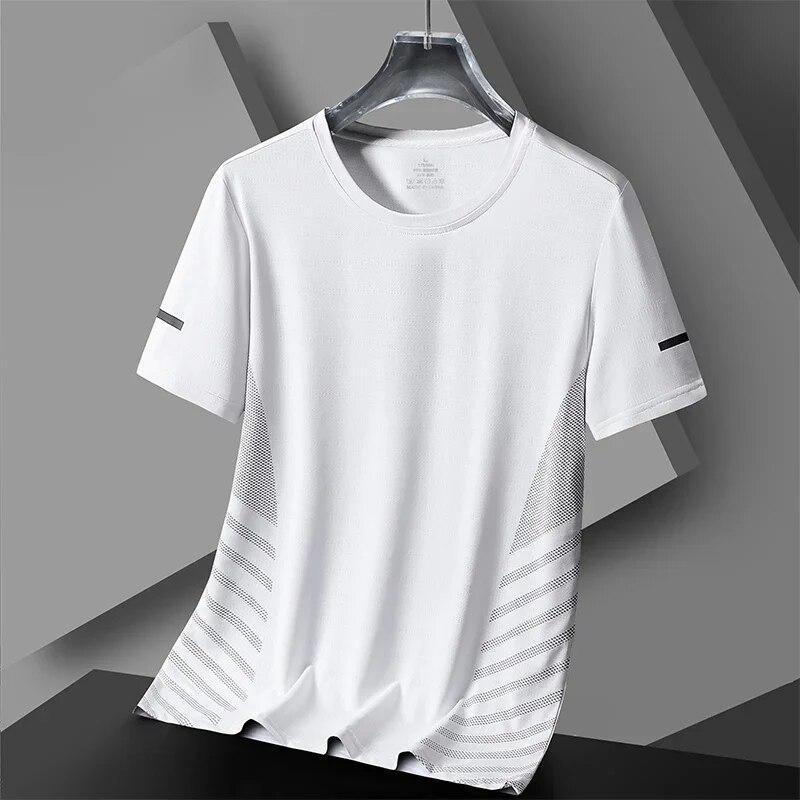 Explorer Outdoors Zomer Running Sport Tee Mode Sneldrogend Materiaal Korte mouwen Tops Casual O-hals Los T-shirt Outdoor Fitness Heren T-shirt L wit