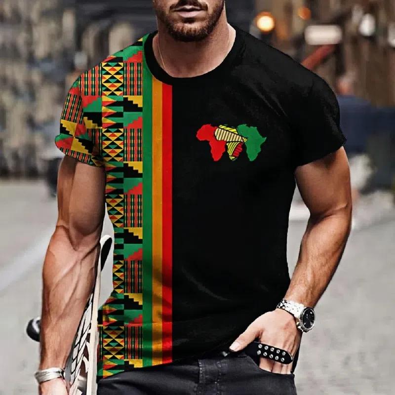 Haijian03 Heren T-shirt Etnische Tribale Dashiki T-shirts Afrikaanse patronen 3D-print Heren Korte mouw 0 Hals Harajuku Y2k Tees Tops Kleding 5XL