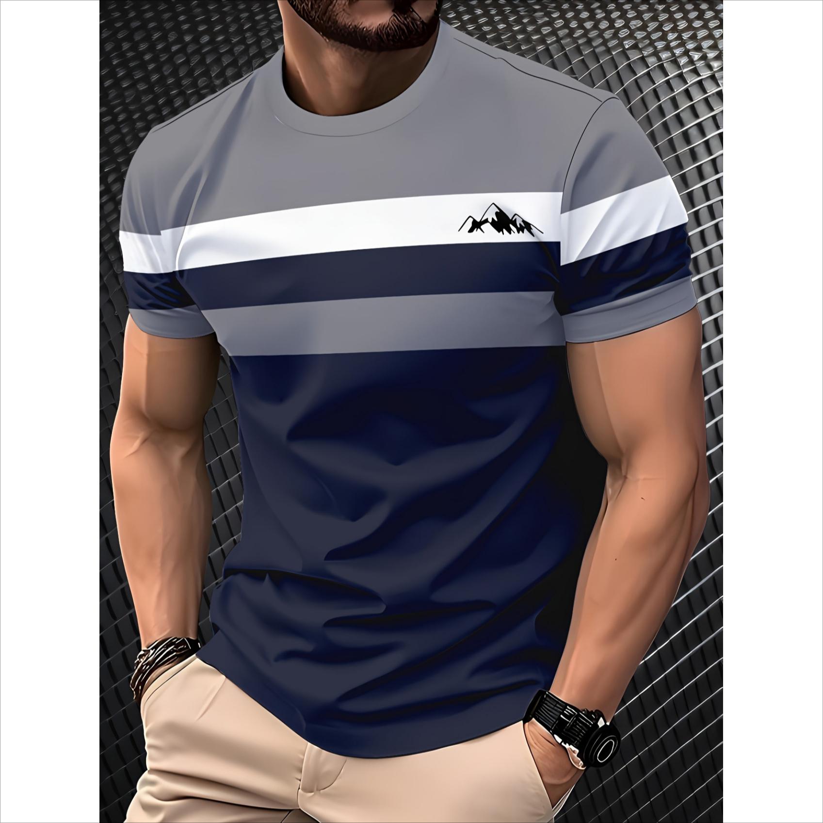 Yoghurt Zomer Klassiek Heren T-shirt Outdoor Ronde Hals Korte Mouw Top Streep Print Street Los T-shirt Mannelijk Oversized Kleding XS legergroene kleur