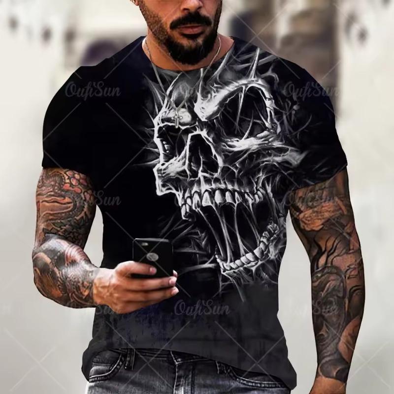 ForYourBeauty Vintage Horror Schedel 3d Print Heren T-shirt Zomer Klassieke Casual O Hals Korte Mouw Mode Losse Oversized Tops T-shirt mannen 6XL