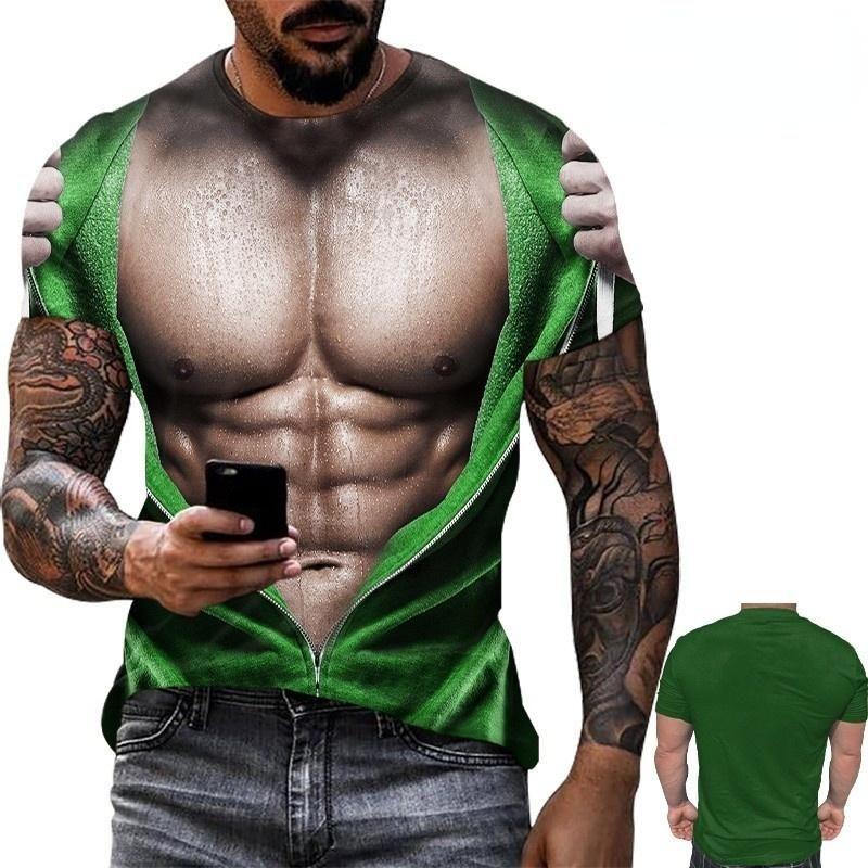 ETST WENDY 005 Zomer Nieuw 3D Print T-shirt voor Heren Grappig Spier T-shirt Harajuku Nep Sweatshirts Casual Losse Kleding Vintage Korte Mouw T-shirt XL