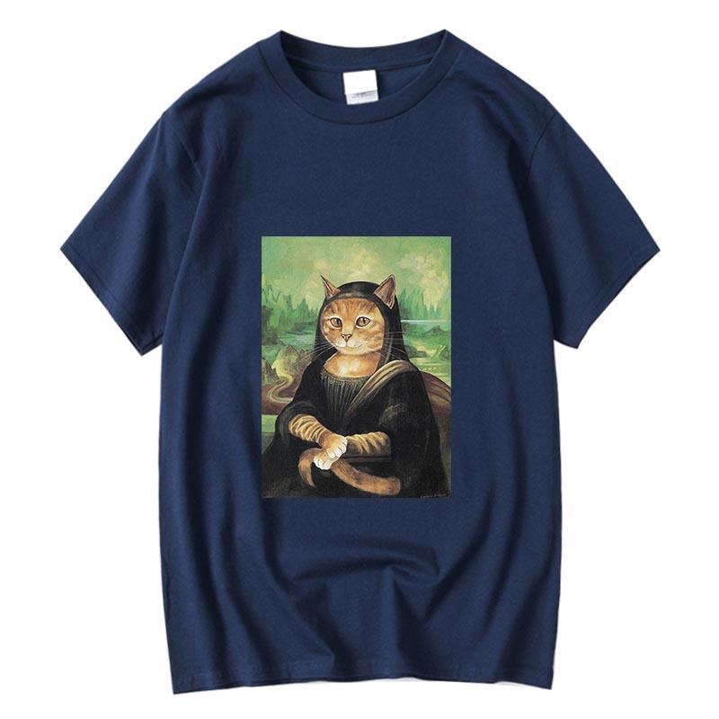 Limindong Mannen Hoge Kwaliteit Casual Grappige Kat Print T-shirt Losse O-hals Heren T-shirt Korte Mouw T-shirt Mannelijke Tees Tops 4XL donkergrijze kleur