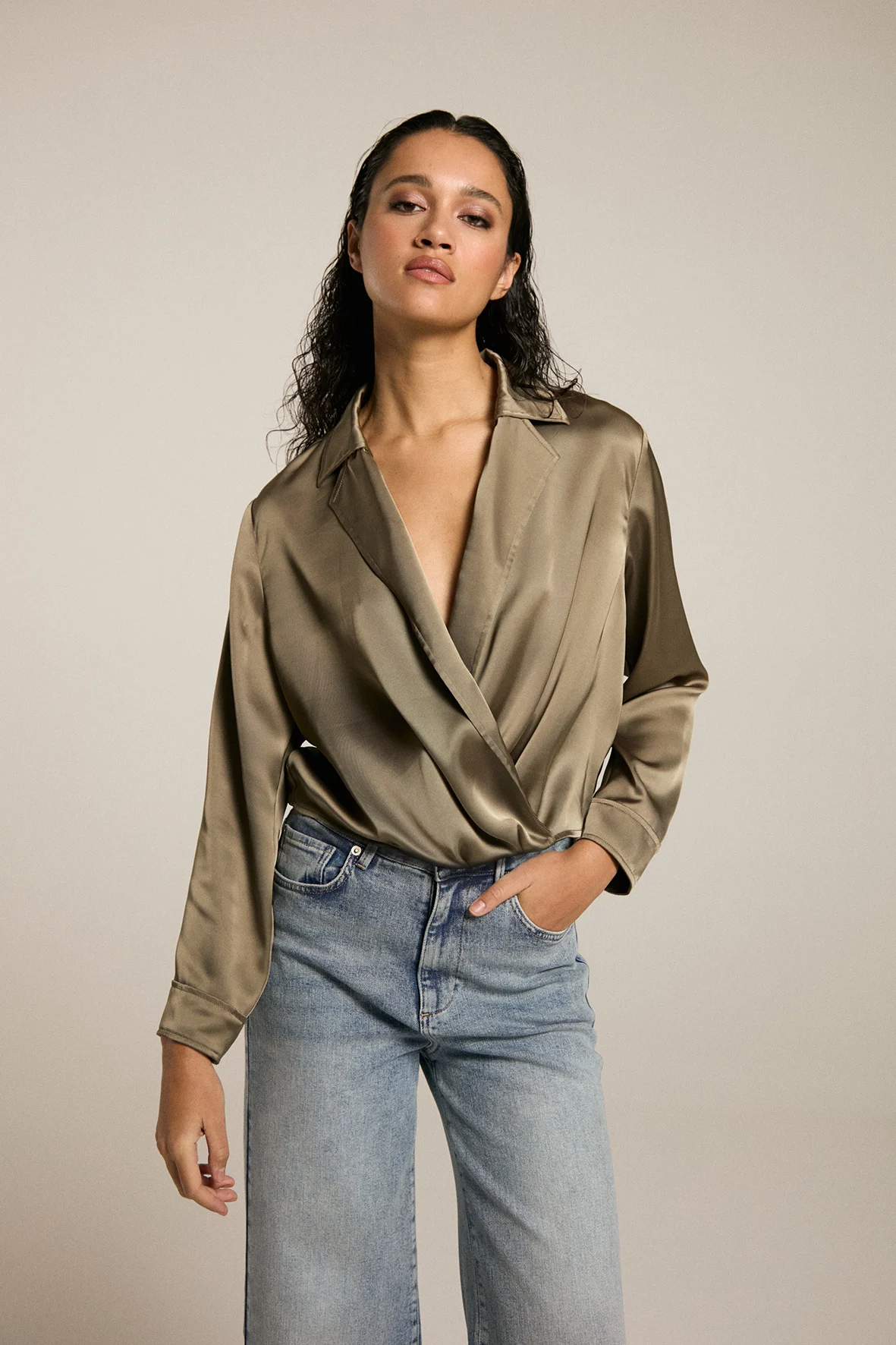 Homage to Denim H-cw25m24 cross over blouse