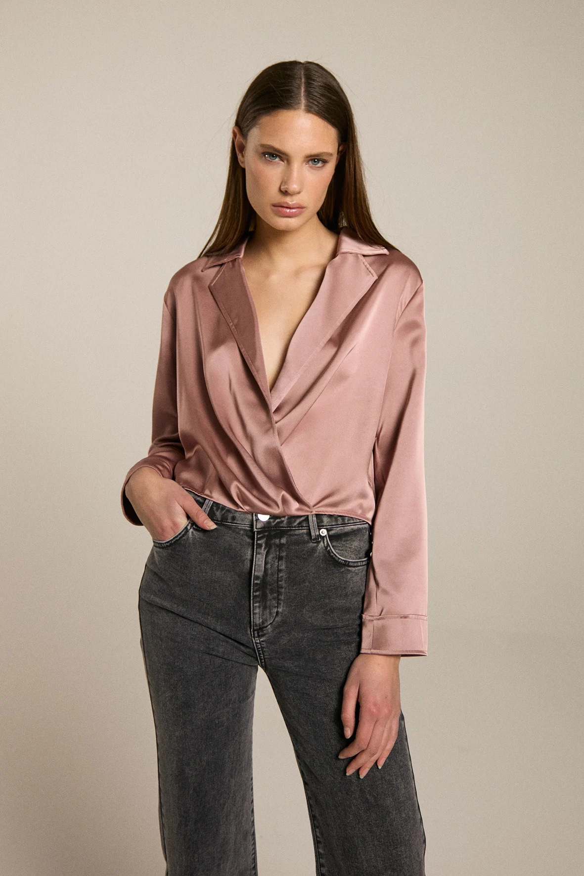 Homage to Denim H-cw25m24 cross over blouse