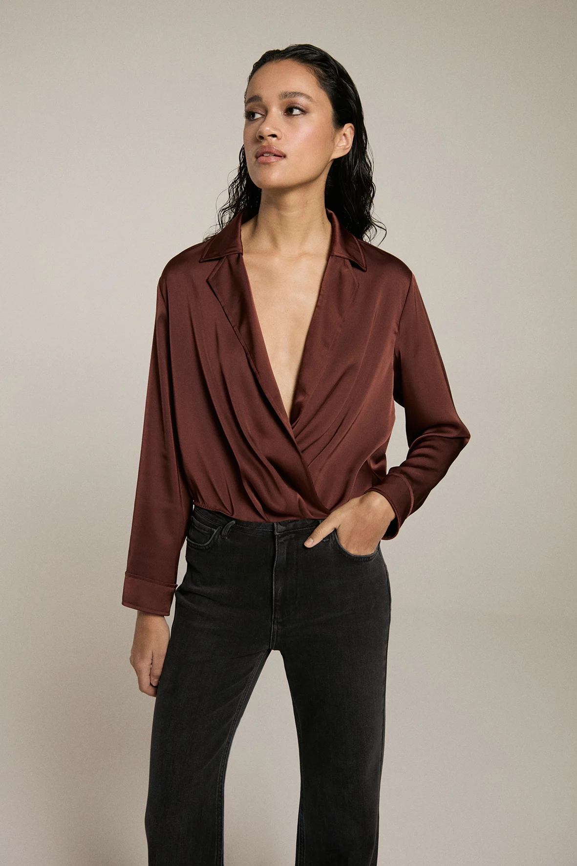 Homage to Denim H-cw25m24 cross over blouse