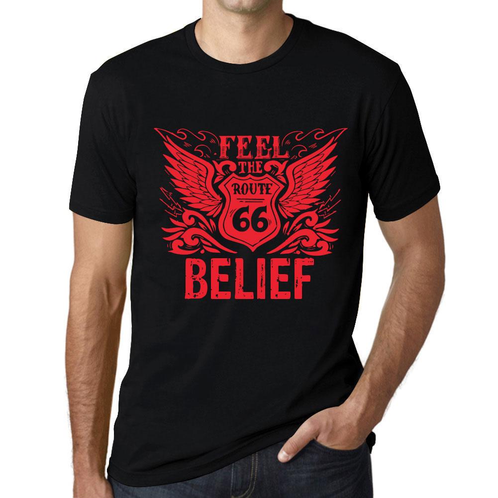 Ultrabasic Heren Vintage T-shirt Grafische T-shirt Voel het geloof Diepzwarte rode tekst XS zwart