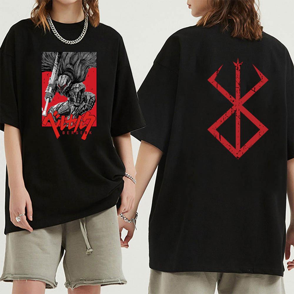HSHWednesday3 Anime Berserk Guts Zomer T-shirt Manga Grafische Cosplay T-shirt Los Casual Cartoon Gedrukt Tops Heren Unisex Hip Hop T-shirts streetwear XL zwart