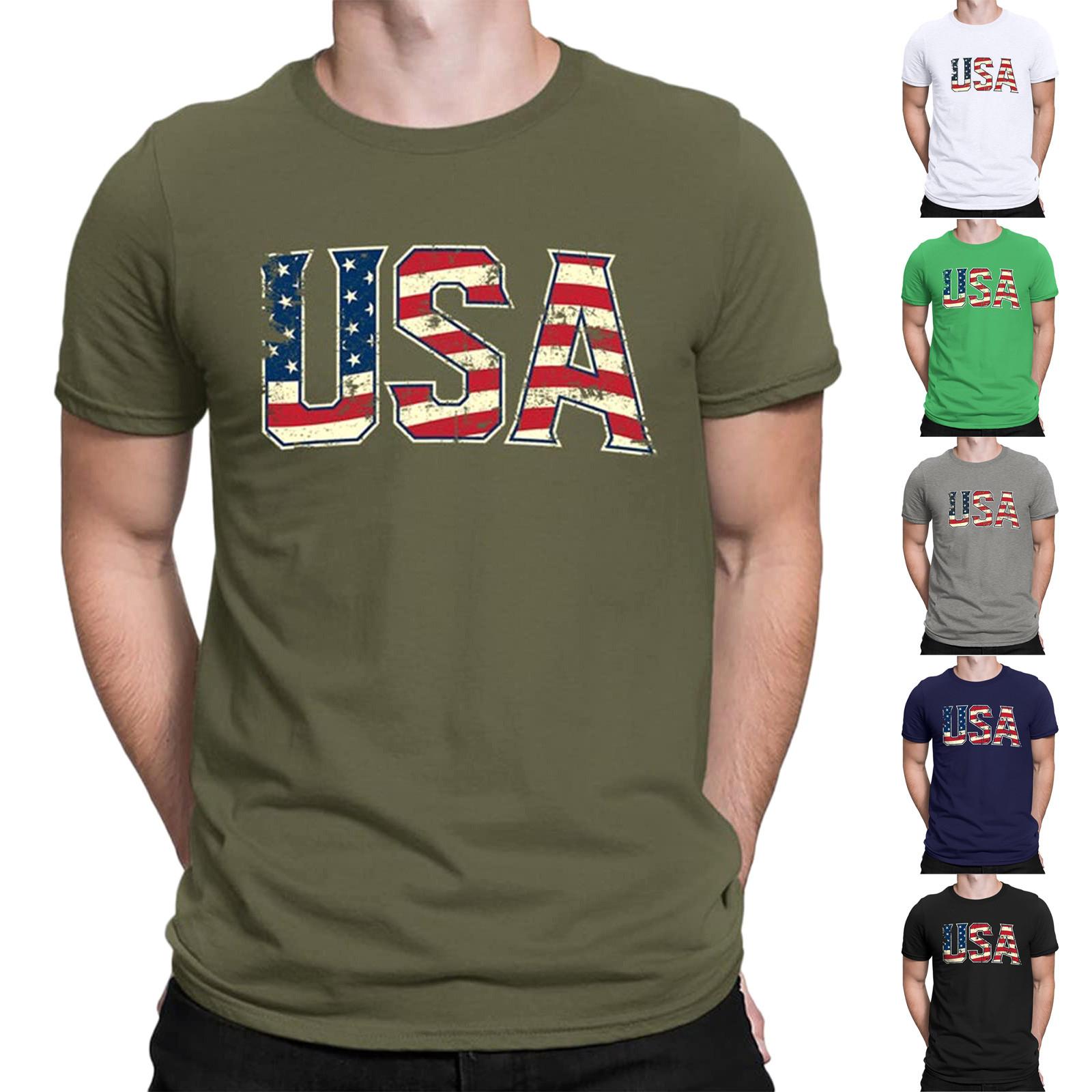 Ximalaya (Qunide) Onafhankelijkheidsdag heren T-shirts, heren Amerikaanse vlag grafische T-shirts Amerikaanse patriottische vintage T-shirt met korte mouwen XXL Vloot