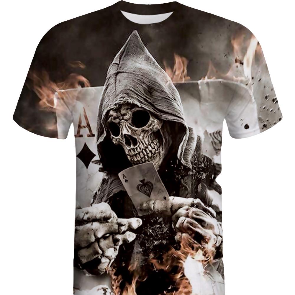 Ximalaya Ramidos Heren Schedel 3D Printing Tees Shirt T-shirt met korte mouwen Blouse Tops XXL zwart