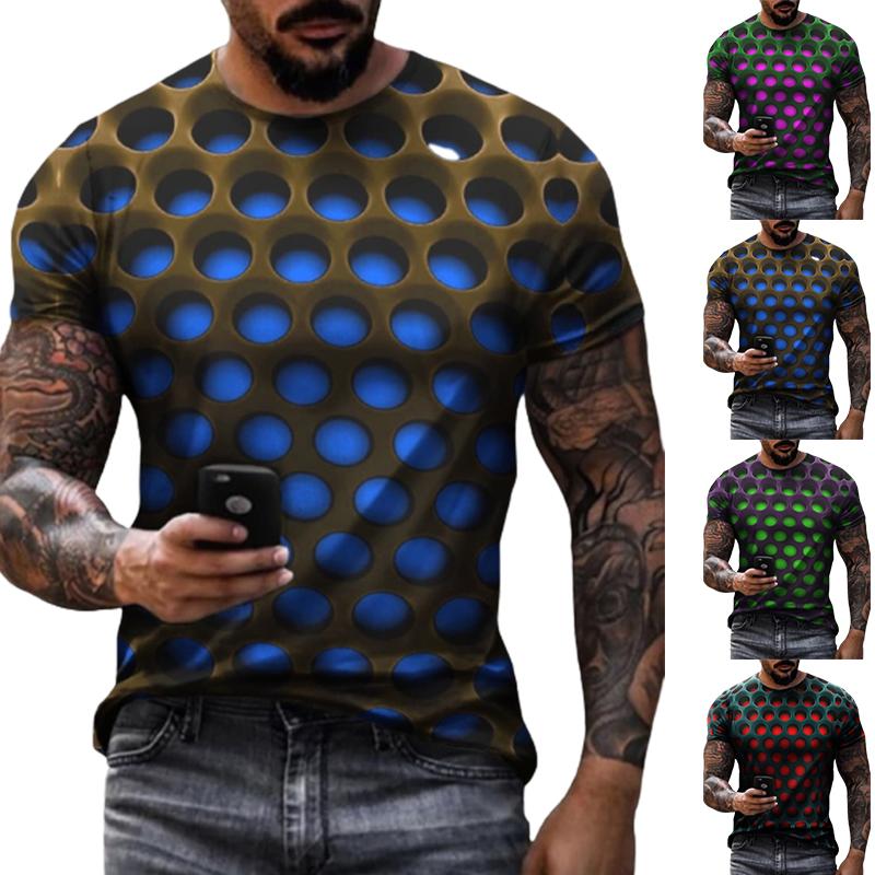 Happy Show Nieuwe zomer herenmode T-shirt persoonlijkheid skelet rond bedrukt heren T-shirt top 8XL wijnrode kleur