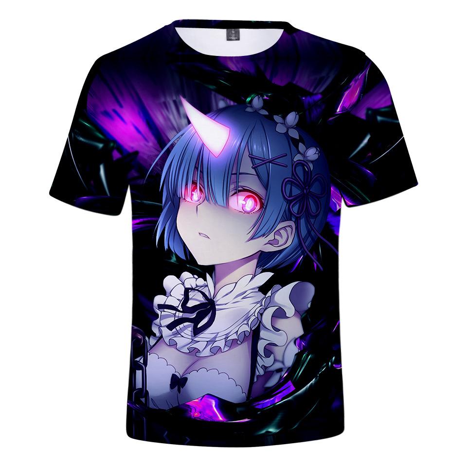 Baibao QIQI Re Zero 3d bedrukt T-shirt met korte mouwen voor de zomer, mannen, vrouwen, cartoonkleding, Rem en Ram, Japanse anime-shirt, T-shirts M