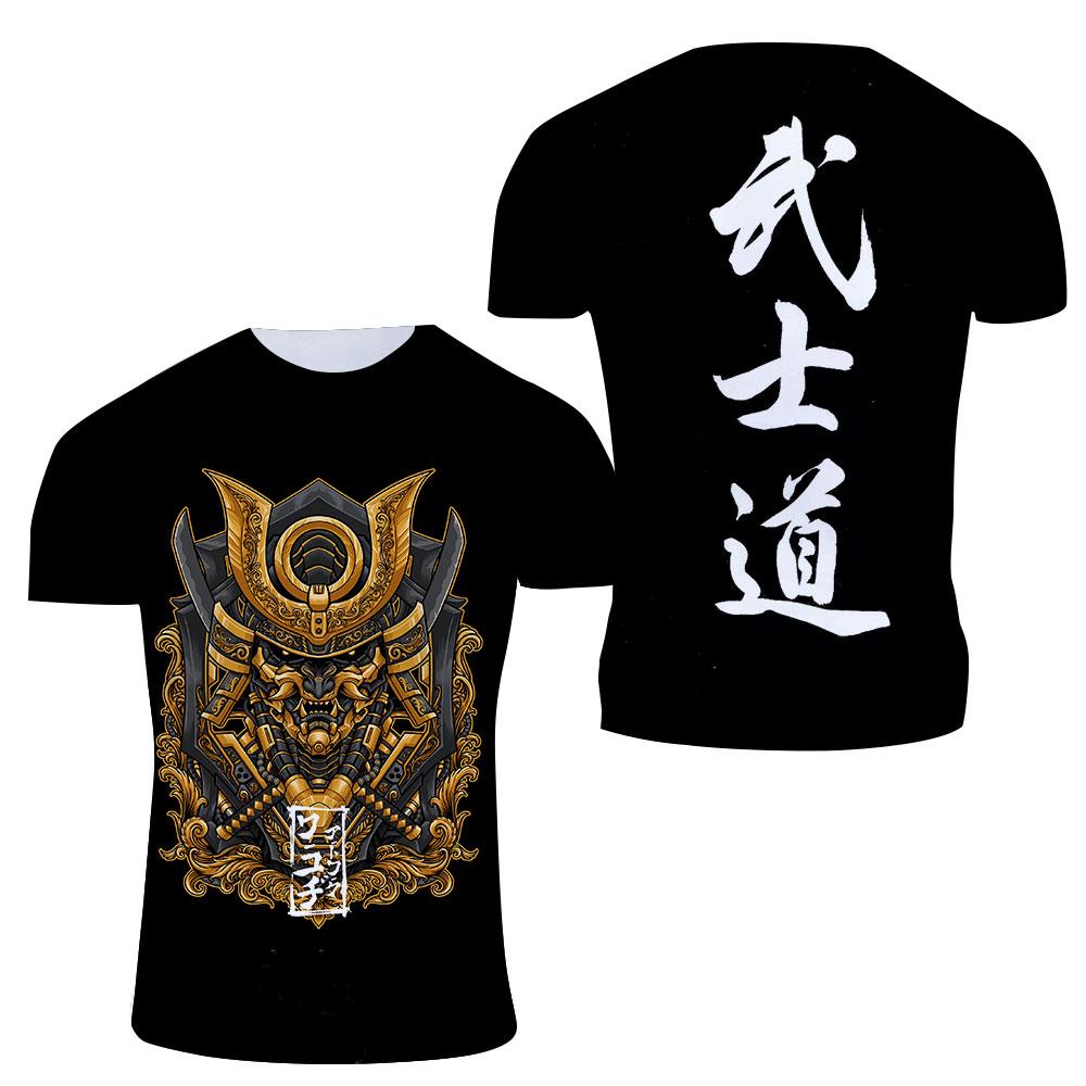 Baibao QIQI Exclusief Ontwerp Bushido Cool T-shirt Zomer Mode Mannen Casual Persoonlijkheid Japanse Samurai Patroon Gedrukt Streetwear Tees XL