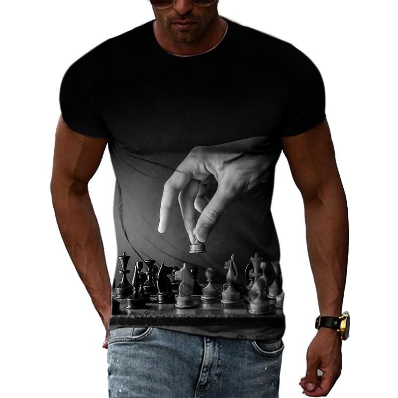 Xin nan zhuang 3D Interest Chess Grafische T-shirts Zomermode Mannen Casual Persoonlijkheid Bedrukt O-hals Korte Mouw T-shirts Tops L