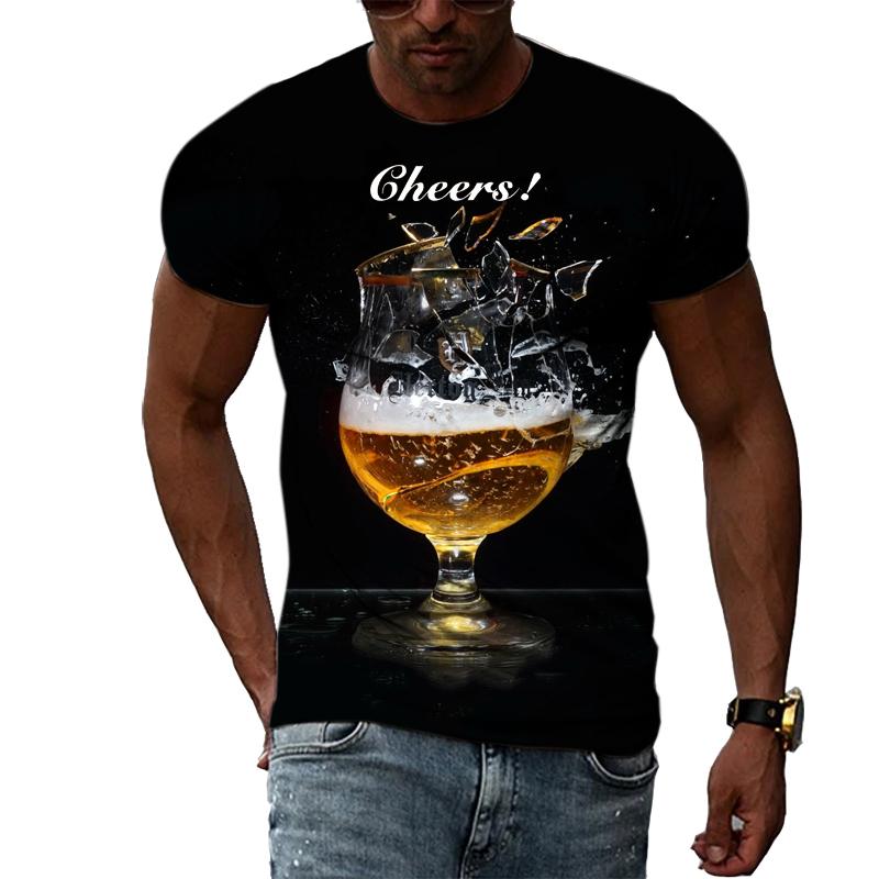 ETST WENDY 05 Zomer Casual Smaak Bier grafische t-shirts Voor Mannen Mode Persoonlijkheid harajuku stijl t-shirt Hip Hop 3D Print Korte mouw Top 4XL