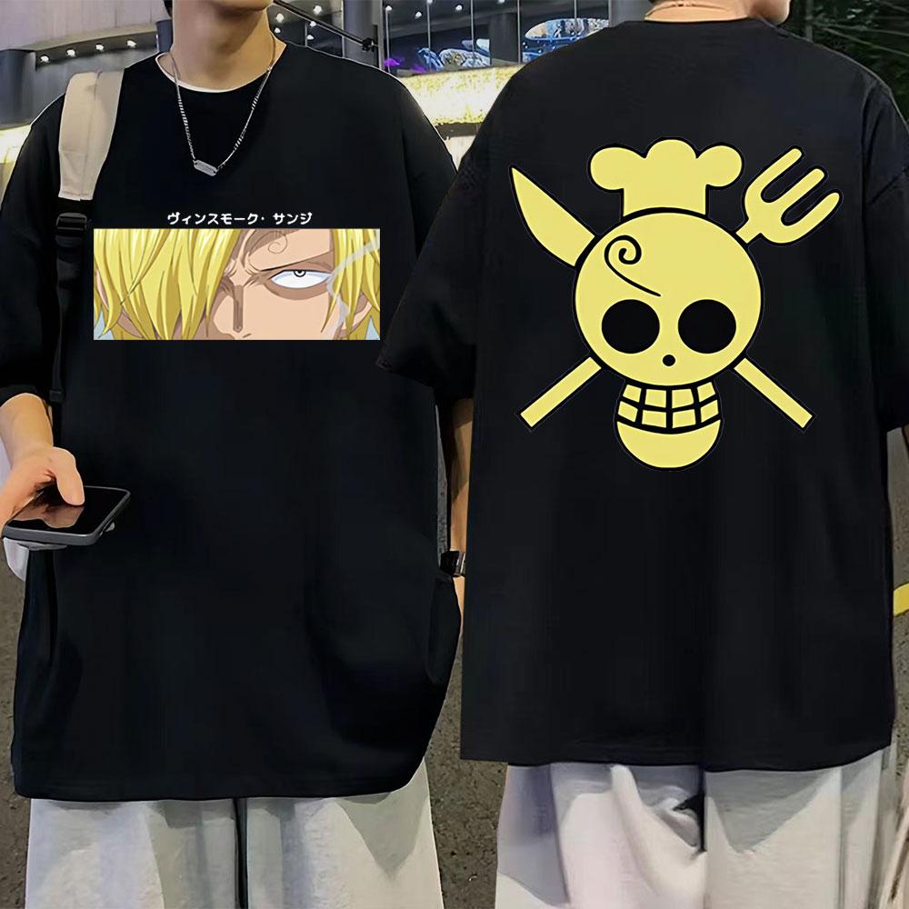 Nihao Anime Sanji T-shirts Mannen Harajuku Mode T-shirt Unisex Katoen Korte Mouw Losse T-shirt Oversized Tops Manga Streetwear L