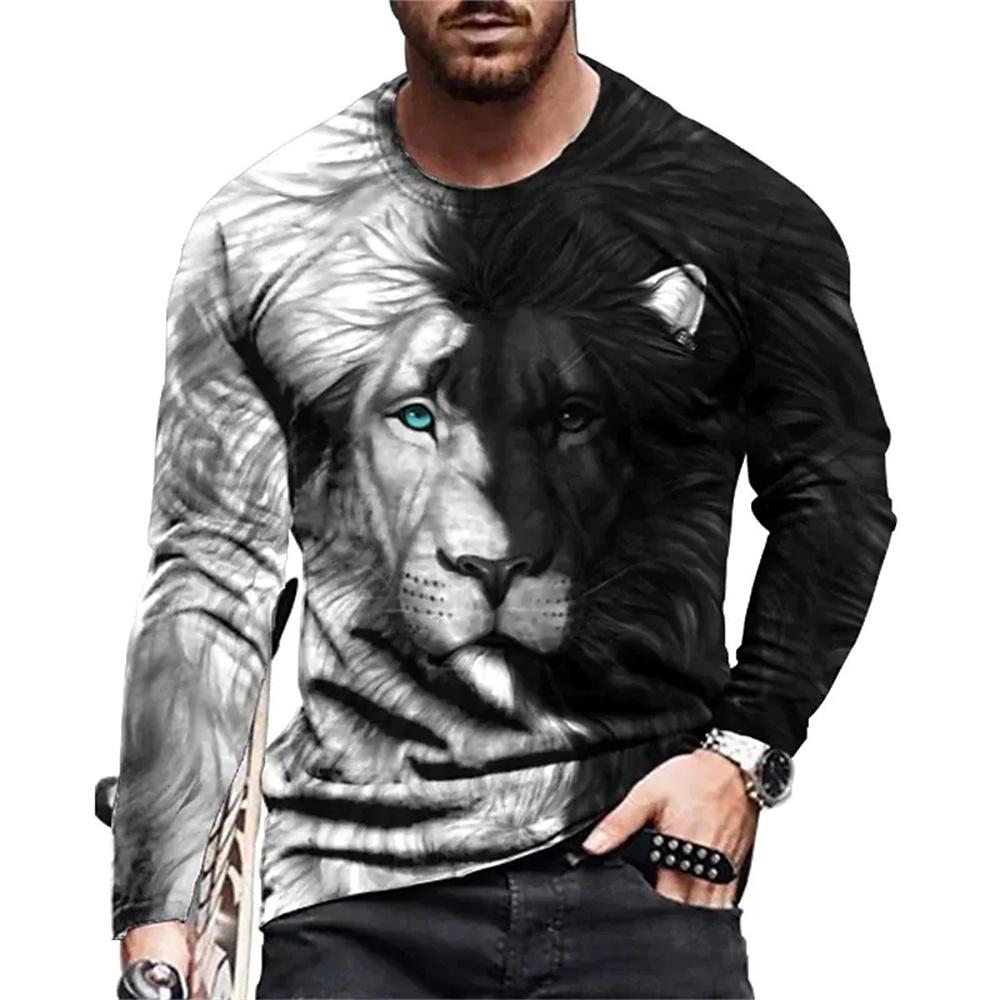 ETST WENDY 005 Vintage Bedrukt T-shirt 3d Kruisbeeld T-shirt Amerikaanse Lange Mouw Ronde Hals Katoen Leeuw Tops Oversized Heren Jezus Christus kleding XL