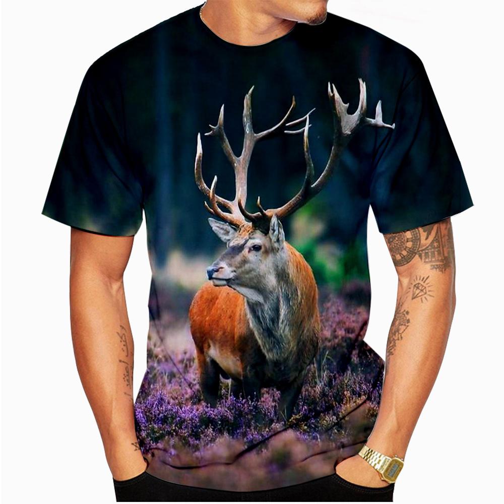 Xiao Xiang Mode Hertenjacht 3D Print T-shirt Zomer Mannen Vrouwen T-shirts O-hals Korte Mouw Oversized Harajuku Streetwear Mannen T-shirts Tops 6XL
