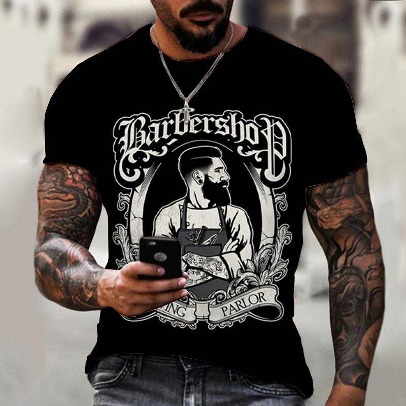 Xin nan zhuang Heren T-shirts Kleding Kapper Schedel Patroon Harajuku Hip Hop Stijl Tees Mannelijke Tops Korte Mouw Grappig Casual Ademend Los L