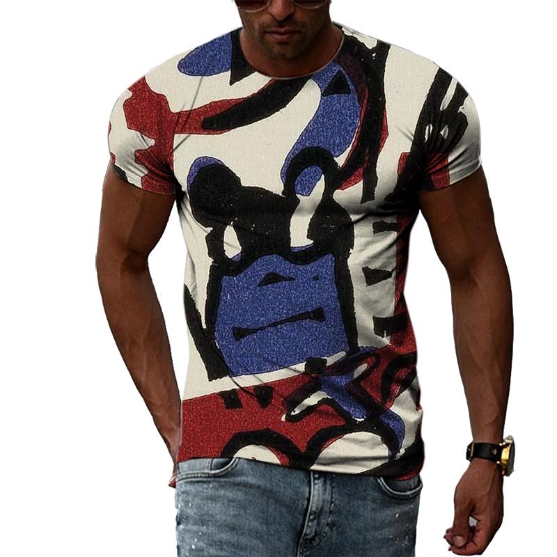 ETST 07 Zomer heren straat hiphop T-shirt mode knappe trend ronde hals kleding casual persoonlijkheid afdrukken korte mouwen top 6XL