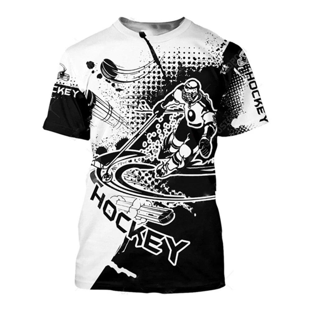 Kukebang Fierce Hockey Sport 3d Print Zomer mannen O-hals T-shirt Casual Korte Mouw Oversized T-shirts Mode Tops Trend Mannen kleding 6XL