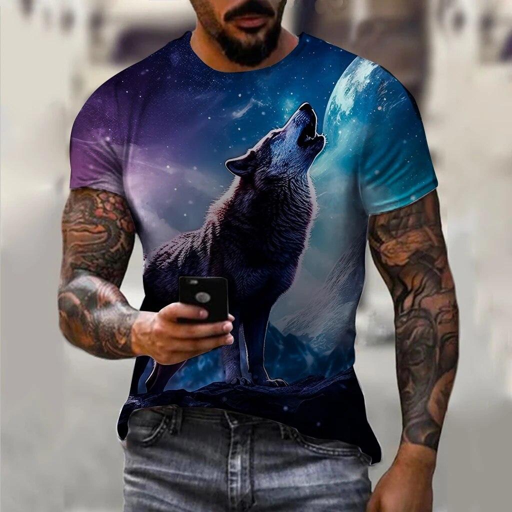 ETST 07 Vintage T-shirts Voor Mannen 3d Print Maanlicht Wolf Tops Korte Mouw Oversized Tee Hip Hop O-hals T-shirts Mannen Kleding camiseta 2XL