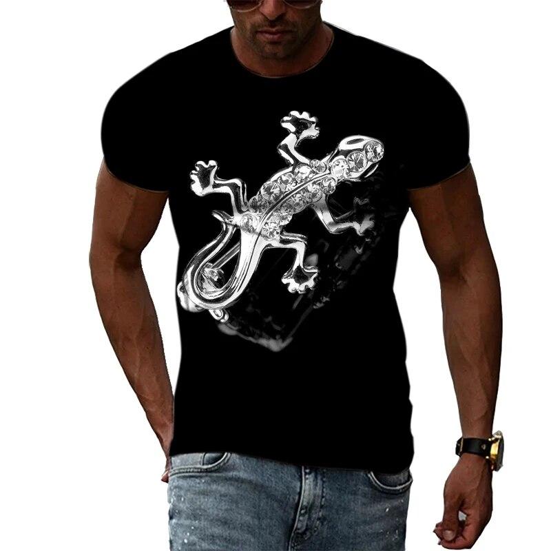 ETST 07 Heren Salamander Patroon T-shirt Persoonlijkheid Mode Straat Hiphop Ronde Hals Top Zomer Casual Trend Element Bedrukking Tees 6XL