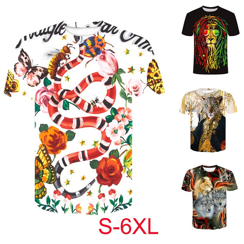 ForYourBeauty 3D Digitaal bedrukt T-shirt met ronde hals en korte mouwen met dierenpatroon Heren Dames Casual koppels Punk T-shirts 6XL