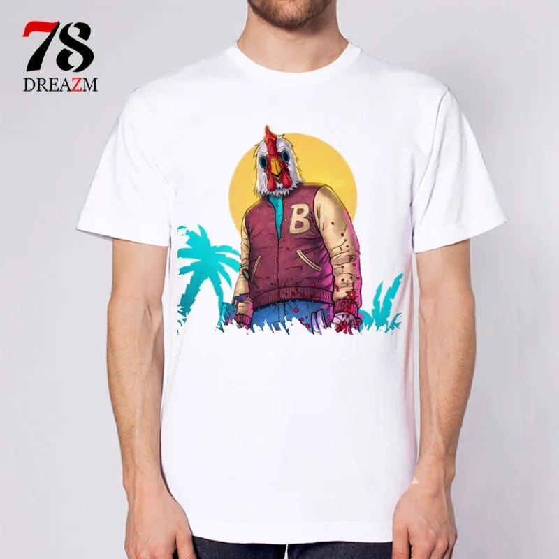 YSM Cotton Tshirt hotline miami heren T-shirt kleding heren T-shirt print patroon o hals Top M wit